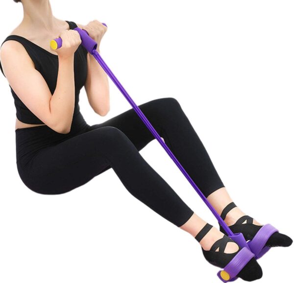 Foot Pedal Resistance Band Elastic Sit-Up Pull Rope Yoga Fitness Gym - Elastic Pull Ropes Tummy Trimmer (Random Colors) - Image 6