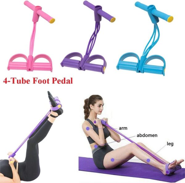 Foot Pedal Resistance Band Elastic Sit-Up Pull Rope Yoga Fitness Gym - Elastic Pull Ropes Tummy Trimmer (Random Colors) - Image 9