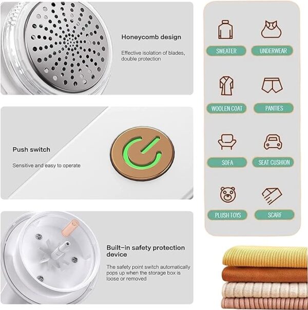 Electric Lint Remover For Clothing Sweater Anti Pilling Razor Coat Hair Ball Trimmer Rechargeable Plush Clothing Razor Remover (Random color) - Image 4