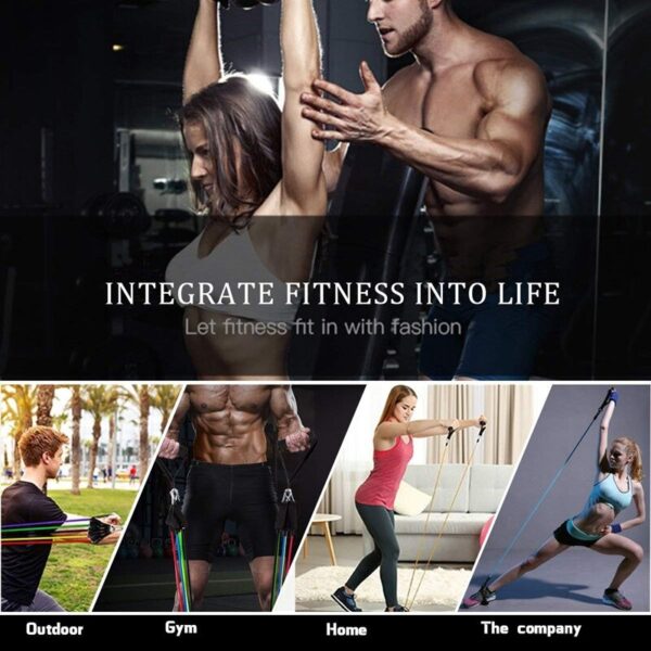 11 Piece Power Resistance Band Set Strength Training Yoga Sports Fitness Band Equipment for Men and Women - Image 9