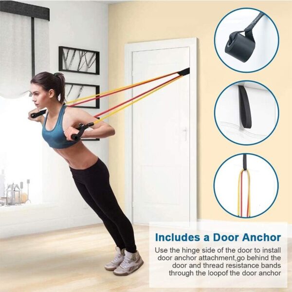 11 Piece Power Resistance Band Set Strength Training Yoga Sports Fitness Band Equipment for Men and Women - Image 2