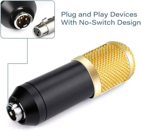 Professional Condenser Microphone - Podcast Mic Set Condenser Microphone With Rechargeable Auxiliary Background For Karaoke Singing, Youtube Recording Mic Set For Youtube | Mic Kit - Image 6
